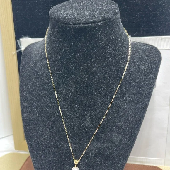 18 k Gold Necklace with 7 mm Akoya Pearl Pendant size 18 inches. - Picture 6 of 12